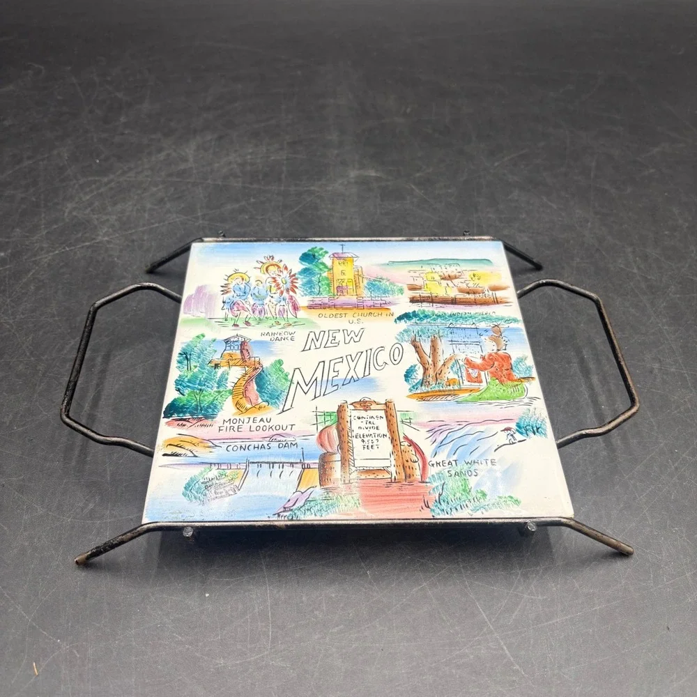 Unbranded Ceramic Tile Trivet Unisex OS Multicolor Good Vtg New Mexico Souvenir